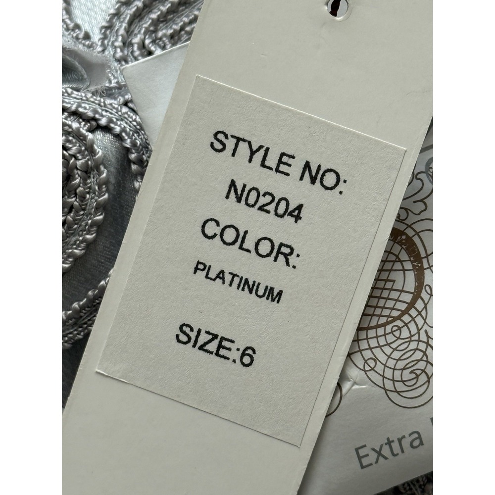 Sue Wong Nocturne NWT Embellish Beaded Rosette Dress 6‎ Platinum Silver Metallic - Picture 7 of 10